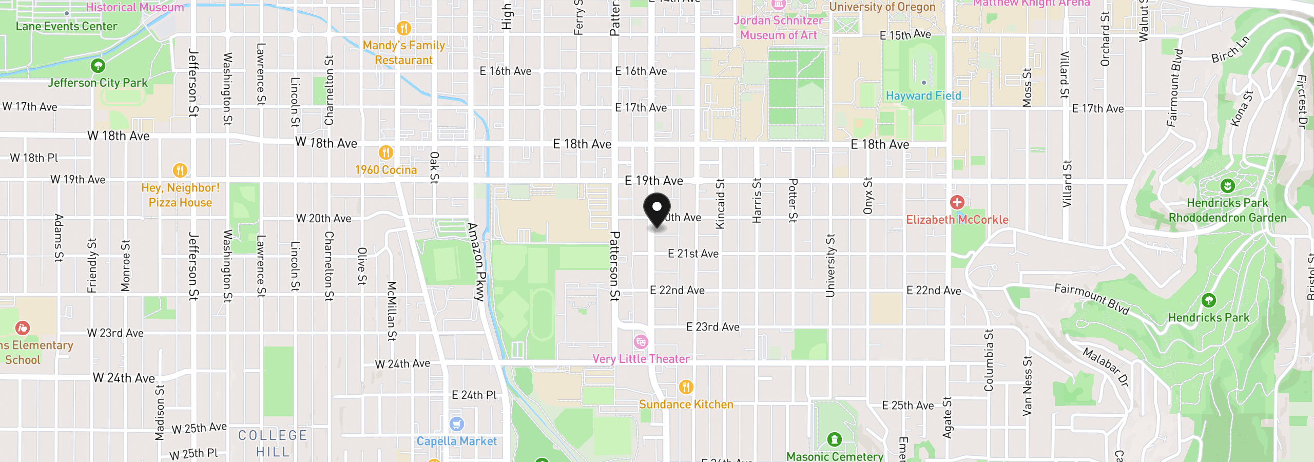 Map showing the location of 2031 Hilyard St, Eugene, OR 97405
