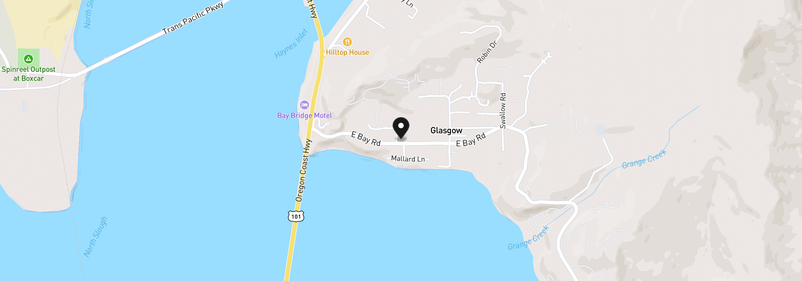 Map showing the location of 67623 E Bay Rd, North Bend, OR 97459