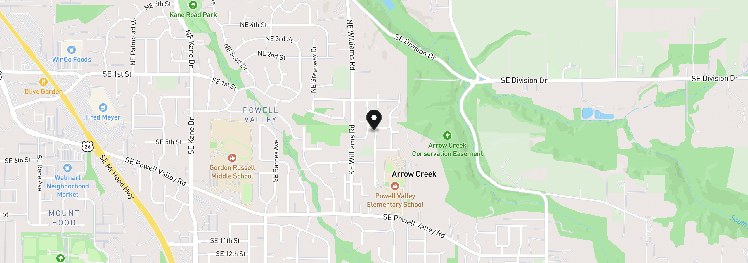 Map showing the location of 4690 SE 2nd St, Gresham, OR 97080