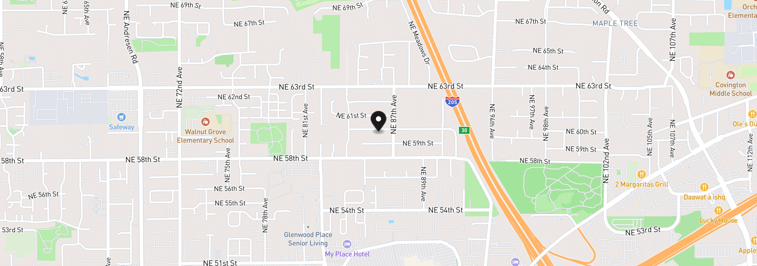 Map showing the location of 8601 NE 60th St, Vancouver, Wa 98662