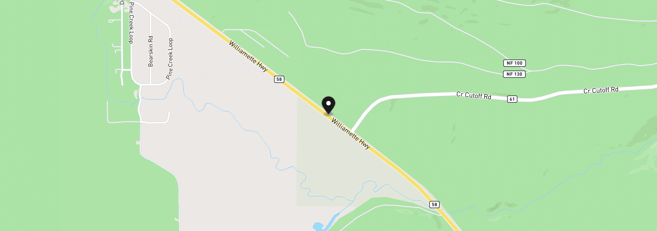 Map showing the location of 17717 Highway 58, Crescent Lake, OR 97733