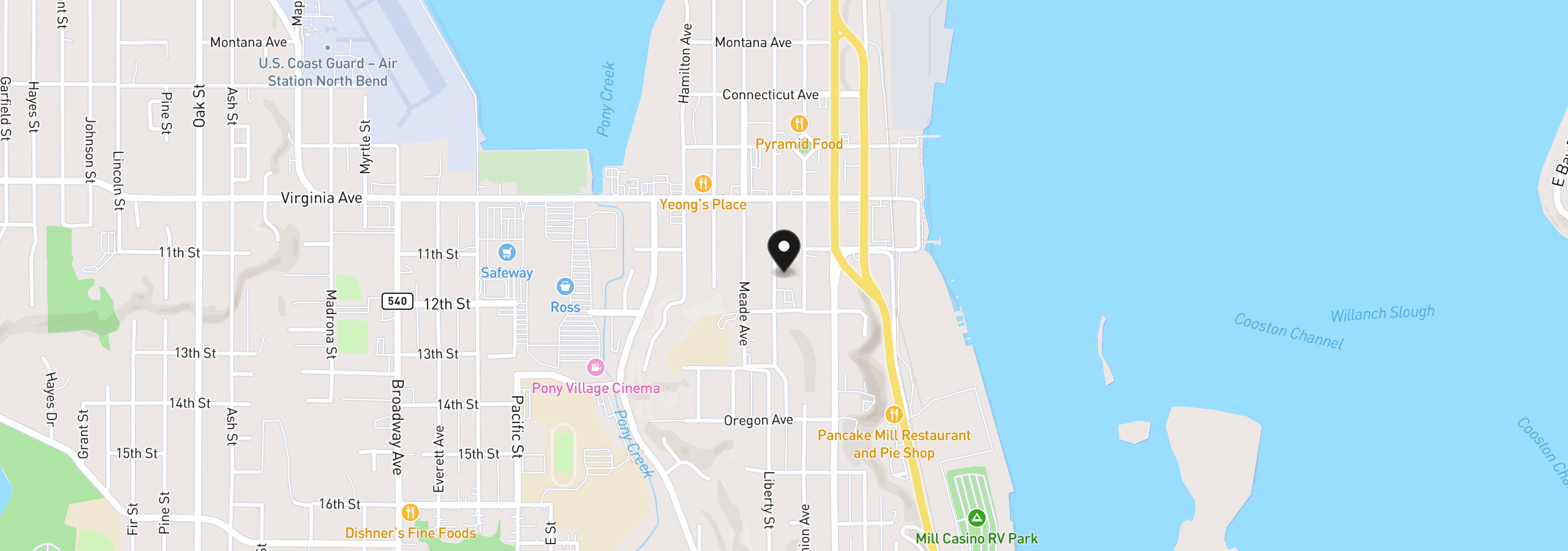 Map showing the location of 2139 McPherson St, North Bend, OR 97459