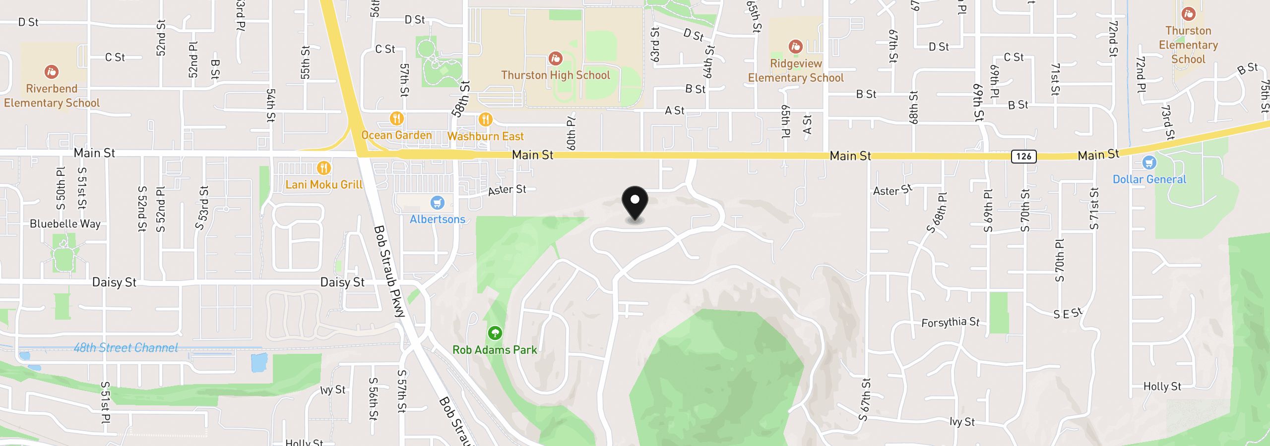 Map showing the location of 6188 Fernhill Loop, Springfield, OR 97478