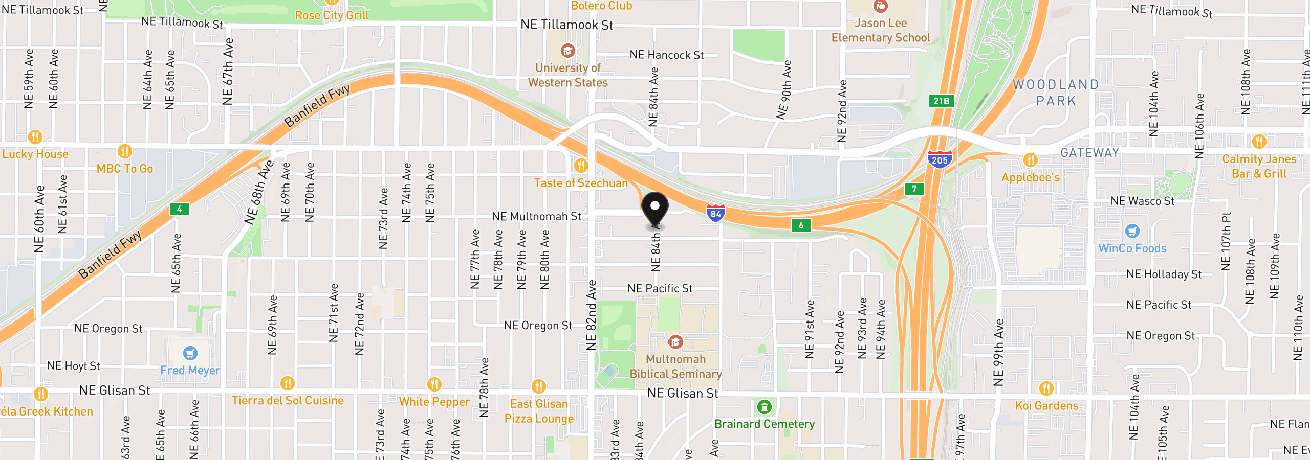 Map showing the location of 1122 NE 84th Ave, Portland, OR 97220