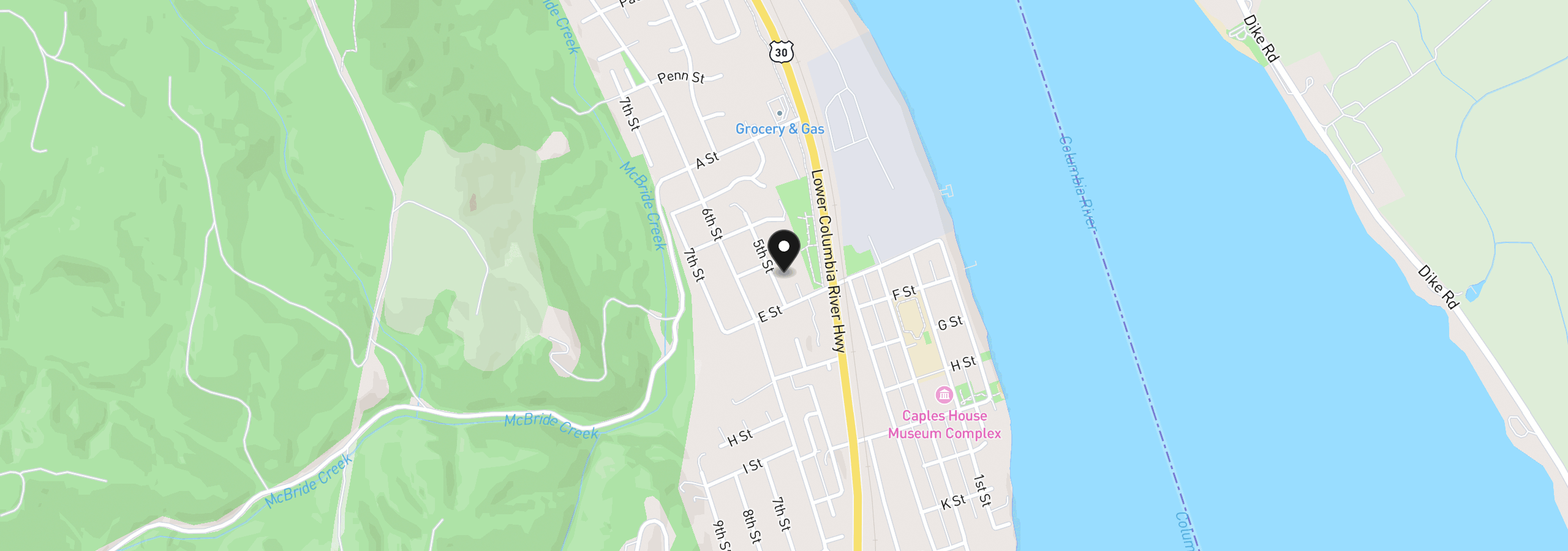 Map showing the location of 2356 5th St, Columbia City, OR 97018