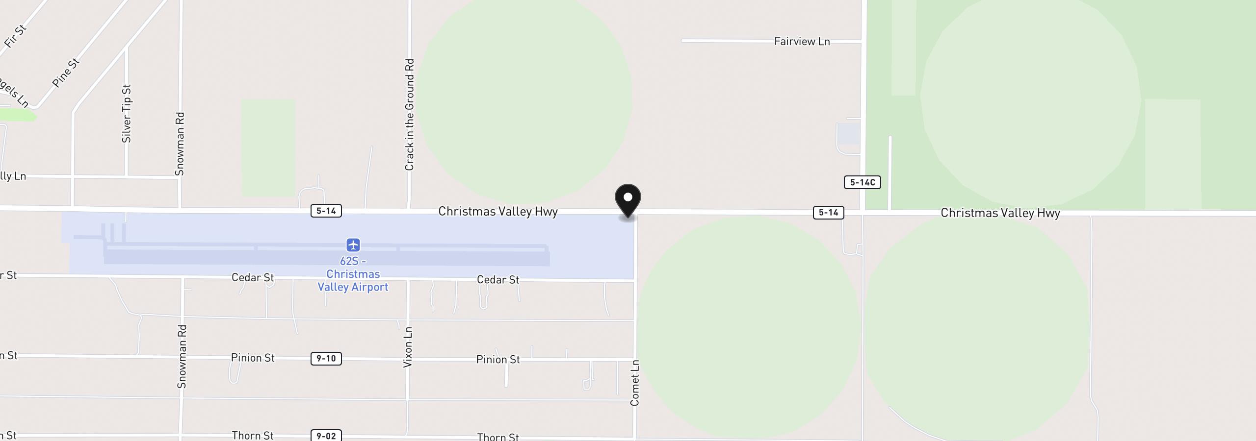 Map showing the location of Christmas Valley Hwy 100, Christmas Valley, OR 97641