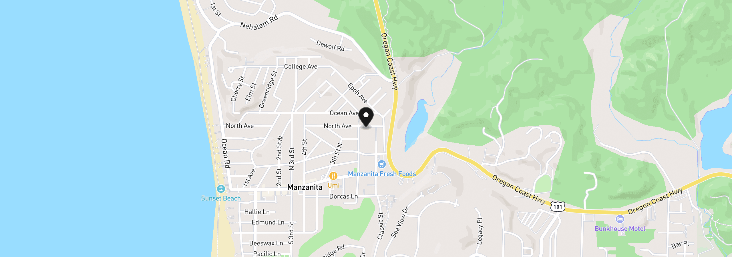 Map showing the location of 620 North Ave, Manzanita, OR 97130