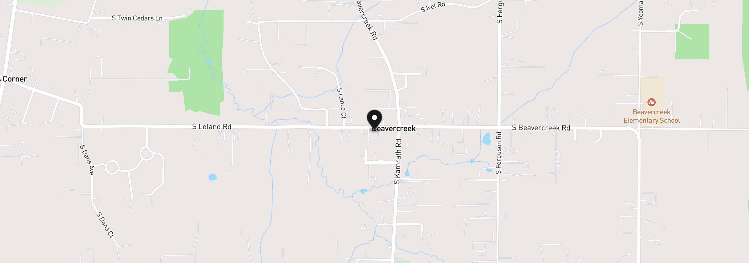 Map showing the location of 16080 S Leland Rd, Beavercreek, OR 97004