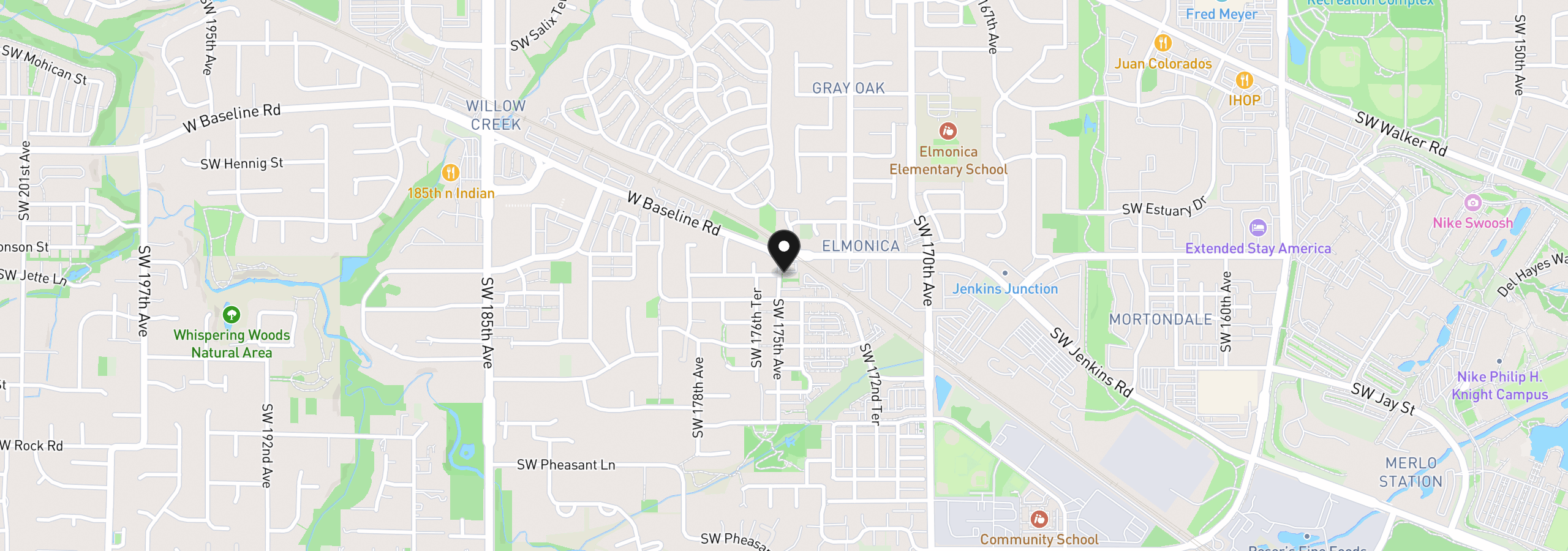 Map showing the location of 17484 SW November Ct, Beaverton, OR 97003