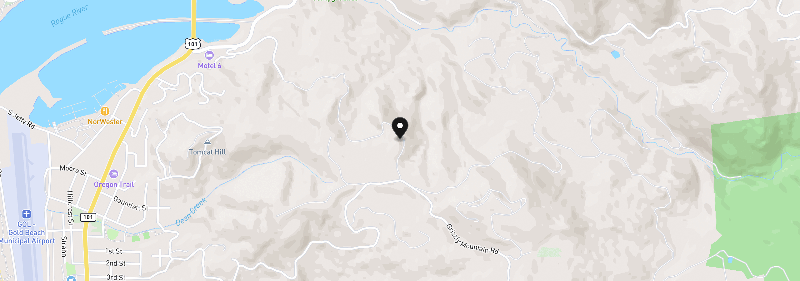 Map showing the location of 94880 Grizzly Mountain Rd, Gold Beach, OR 97444