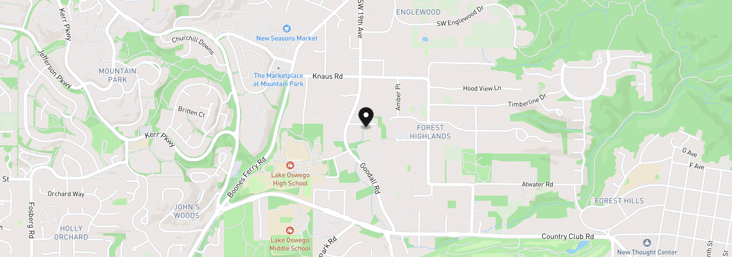 Map showing the location of 13564 Goodall Rd 5, Lake Oswego, OR 97034