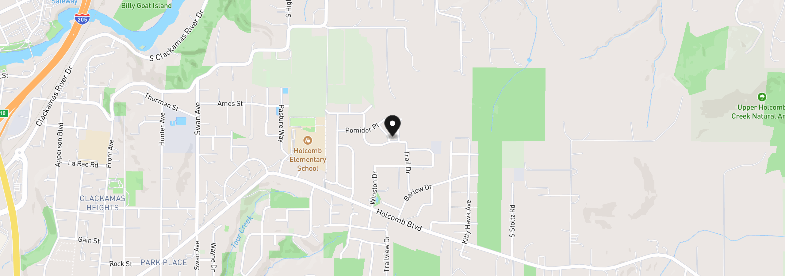 Map showing the location of 15998 Papez Pl, Oregon City, OR 97045