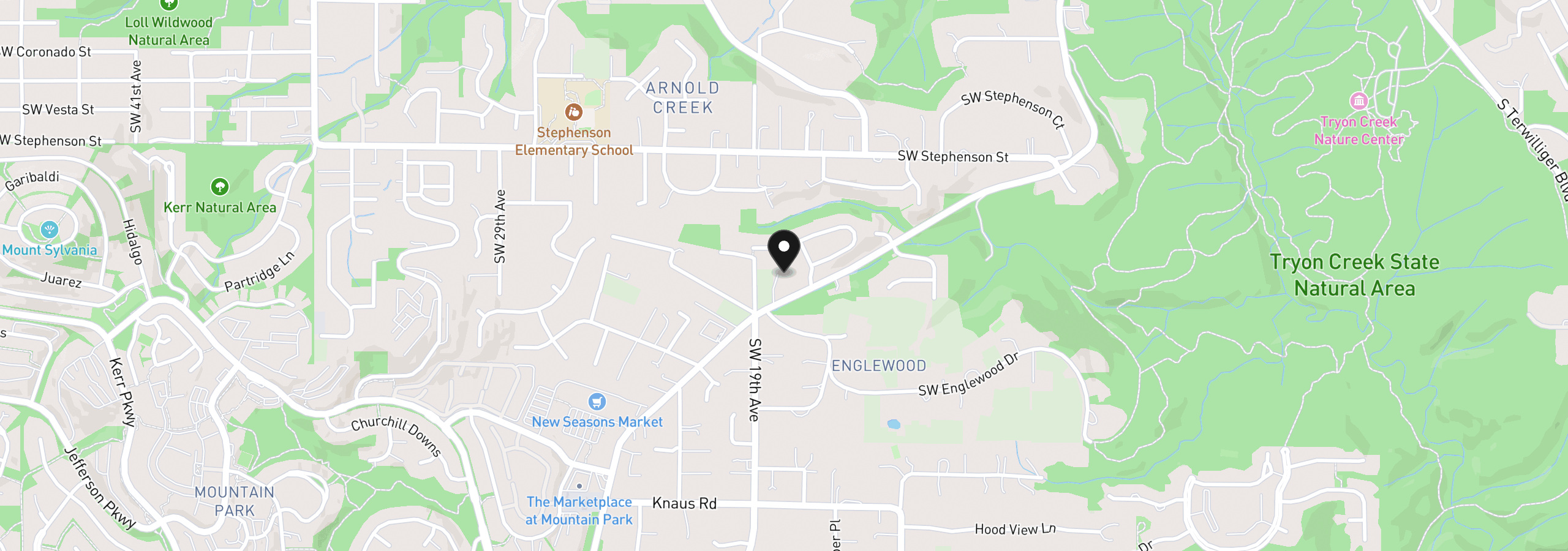 Map showing the location of 12295 SW Boones Ferry Rd, Portland, OR 97219