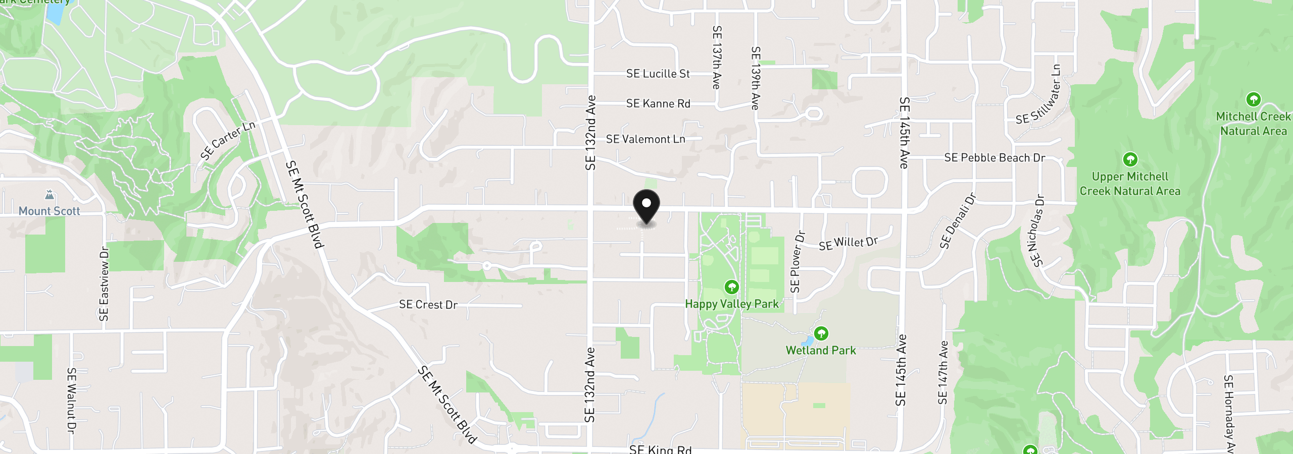 Map showing the location of 9532 SE 134th Ave, Happy Valley, OR 97086