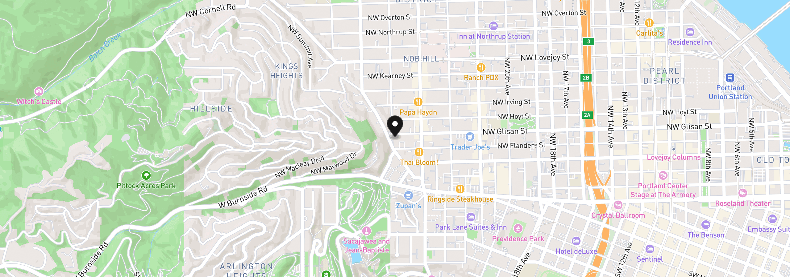 Map showing the location of 2372 NW Glisan St 5, Portland, OR 97210