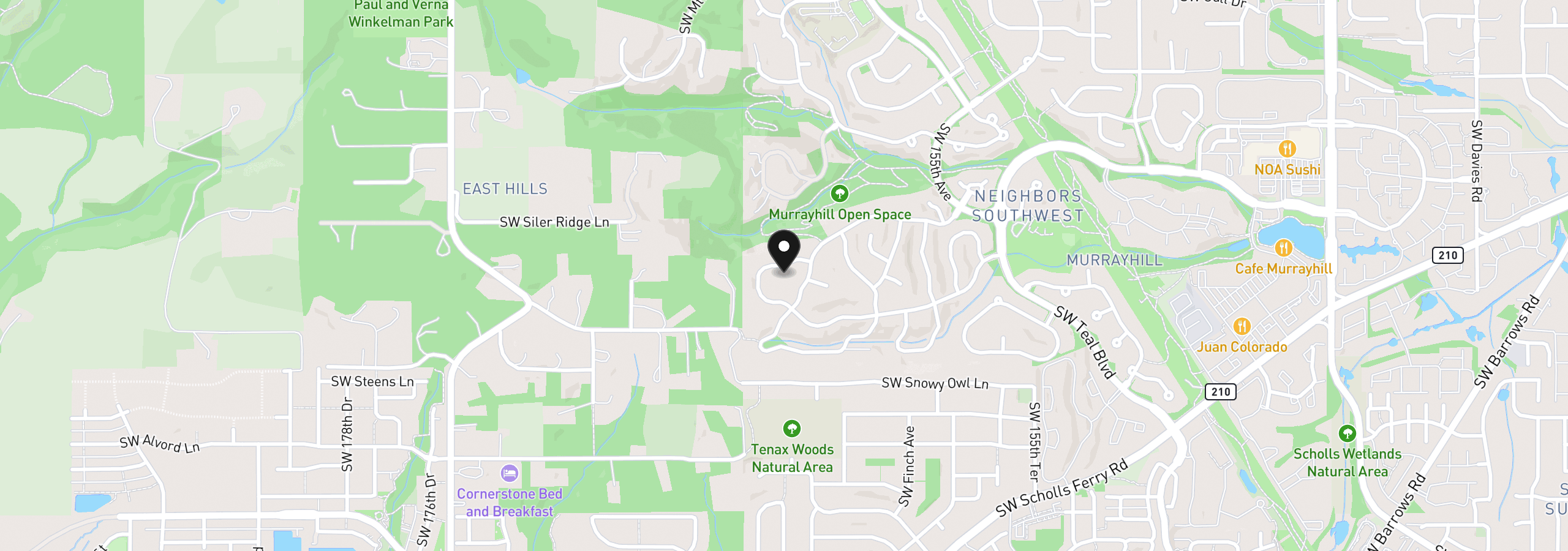 Map showing the location of 16455 SW Nighthawk Dr, Beaverton, OR 97007