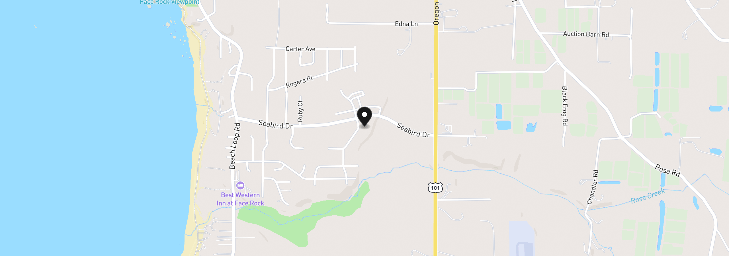 Map showing the location of 3047 Natalie Way, Bandon, OR 97411