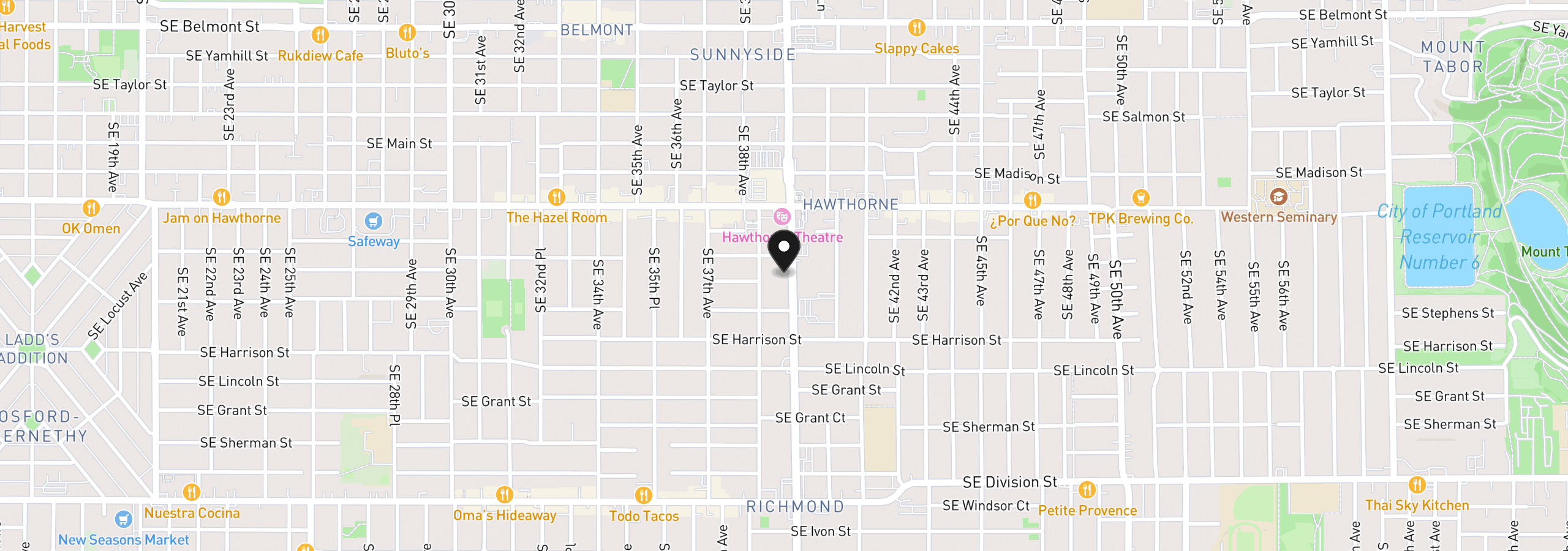 Map showing the location of 1727 SE Campesinos Blvd, Portland, OR 97214