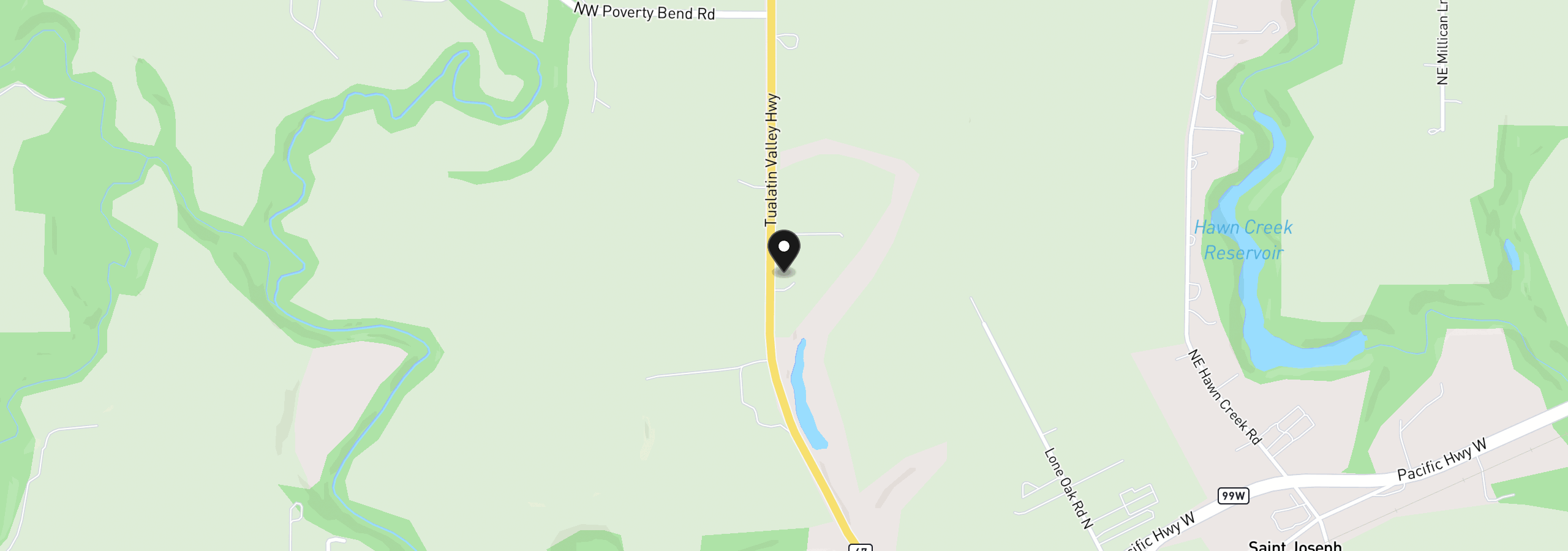 Map showing the location of 3950 Highway 47, McMinnville, OR 97128