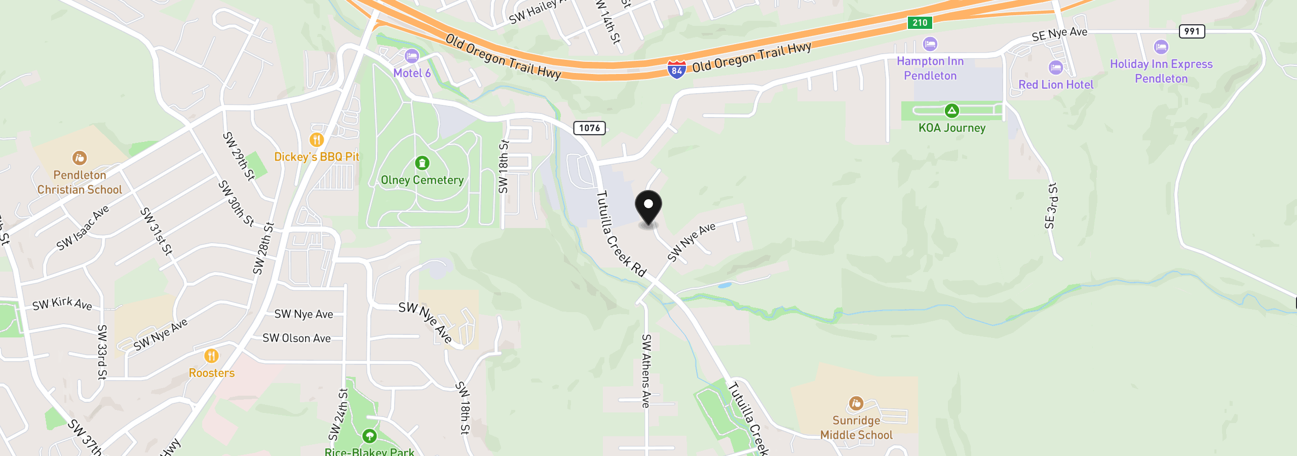 Map showing the location of 1279 SW 12th St, Pendleton, OR 97801