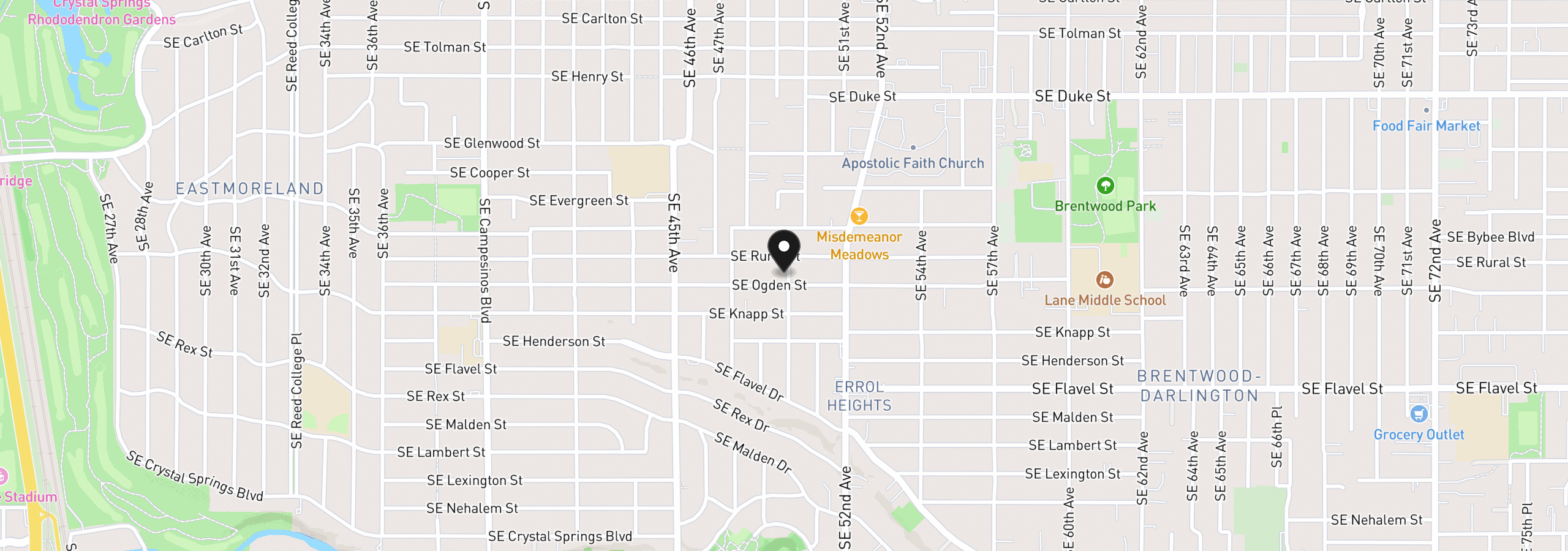Map showing the location of 4945 SE Ogden St, Portland, OR 97206