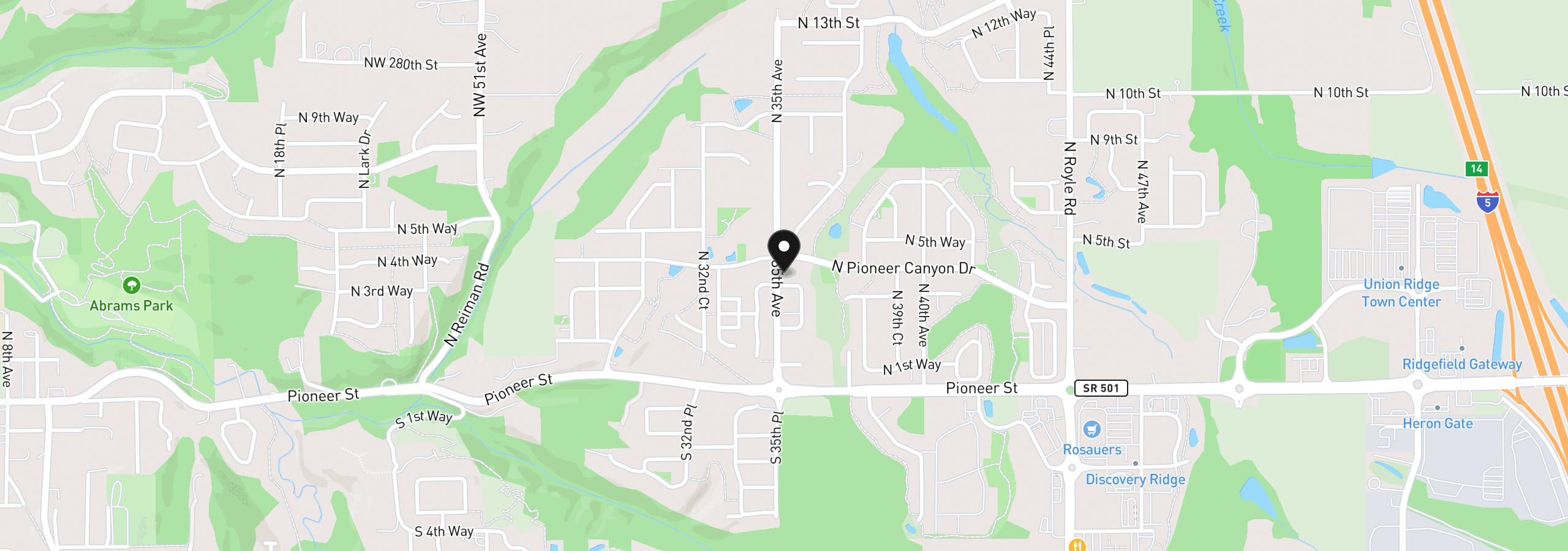 Map showing the location of 368 N Green Gables Loop, Ridgefield, Wa 98642