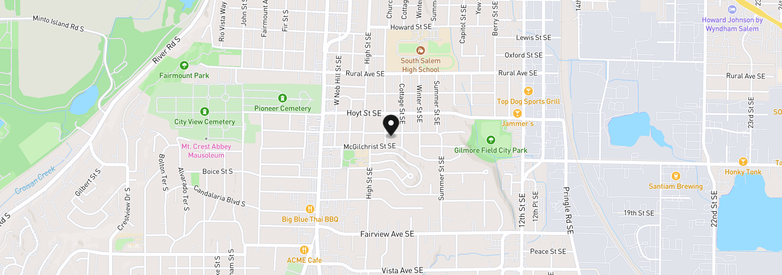 Map showing the location of 620 Judson St SE, Salem, OR 97302