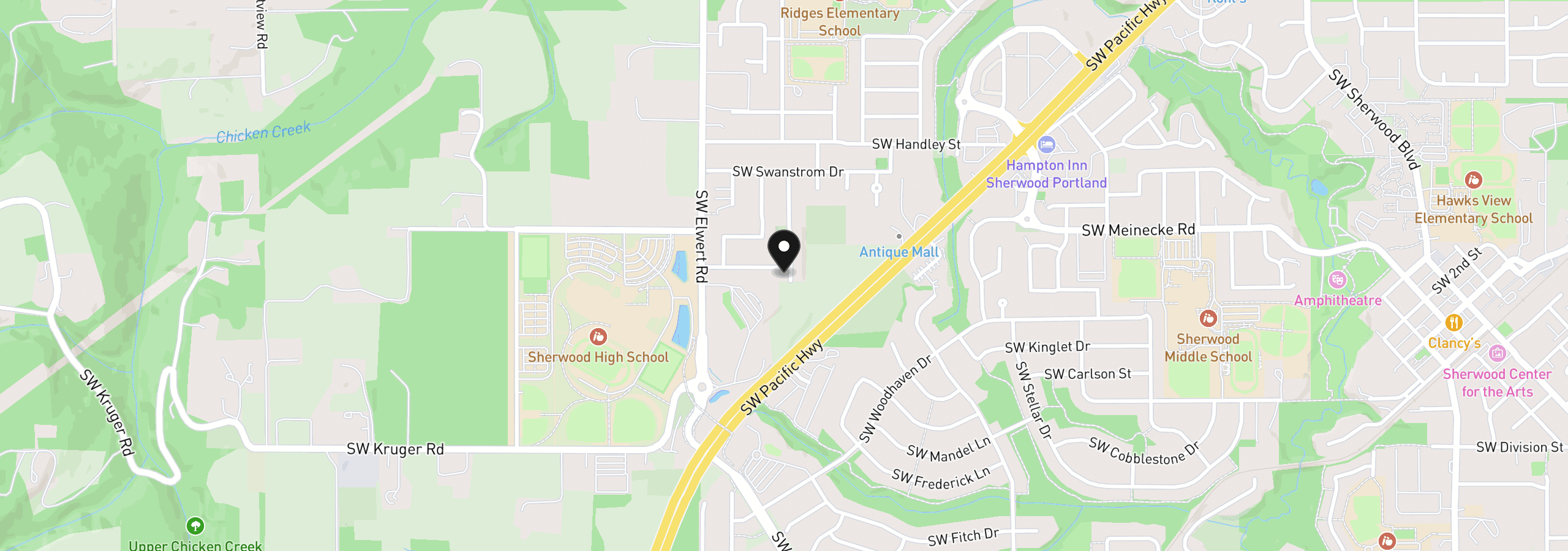 Map showing the location of 18210 SW Orchard Hill Ln, Sherwood, OR 97140