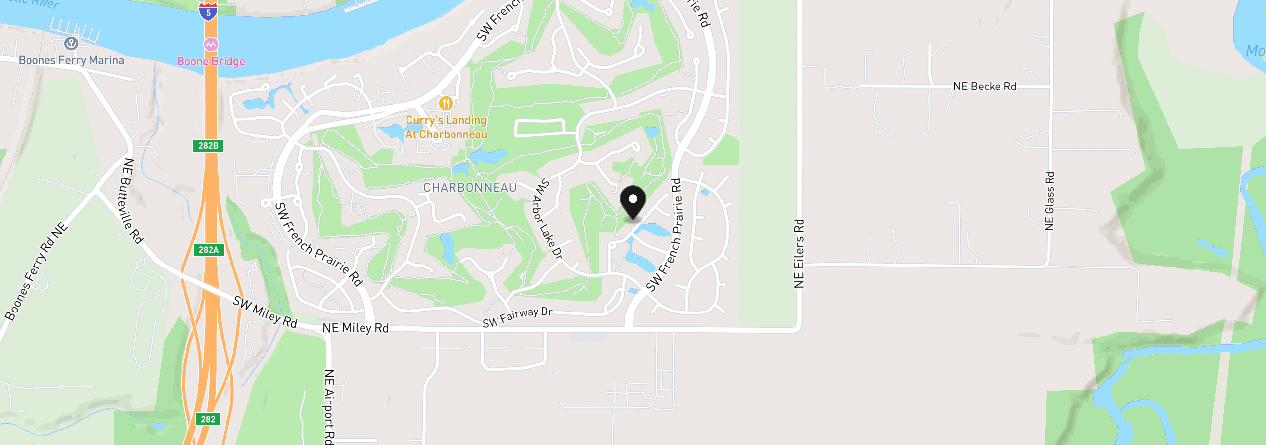 Map showing the location of 32279 SW Lake Dr, Wilsonville, OR 97070