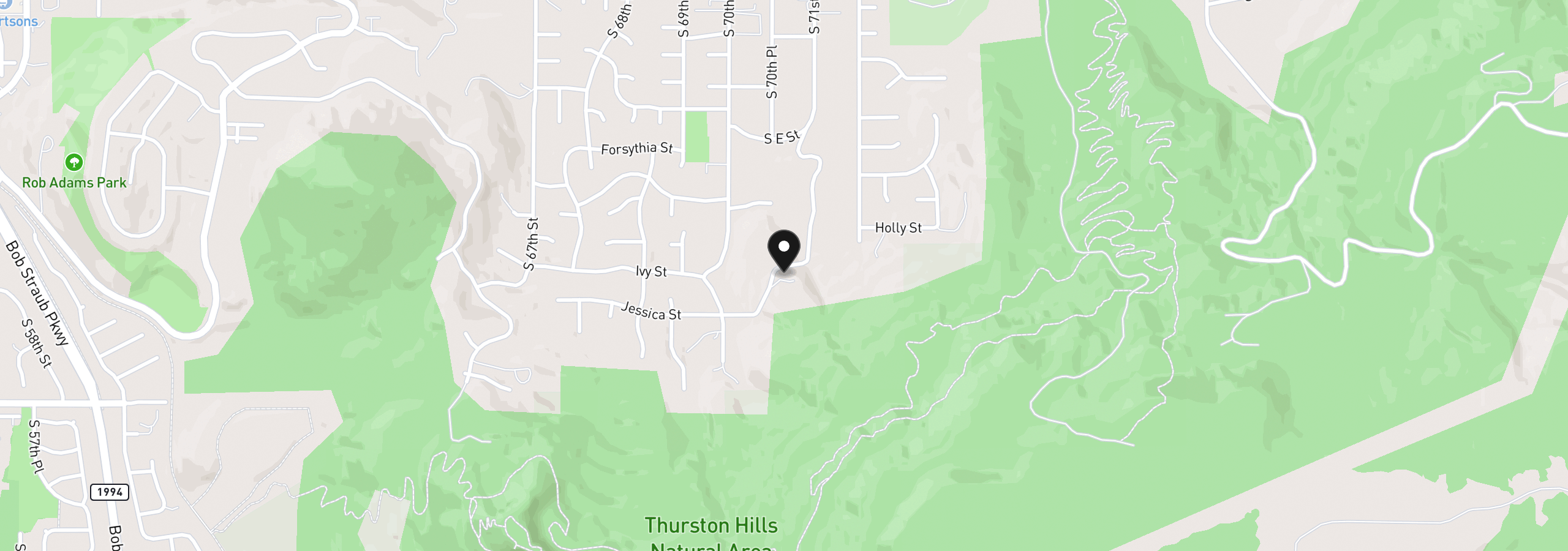 Map showing the location of 71st St, Springfield, OR 97478