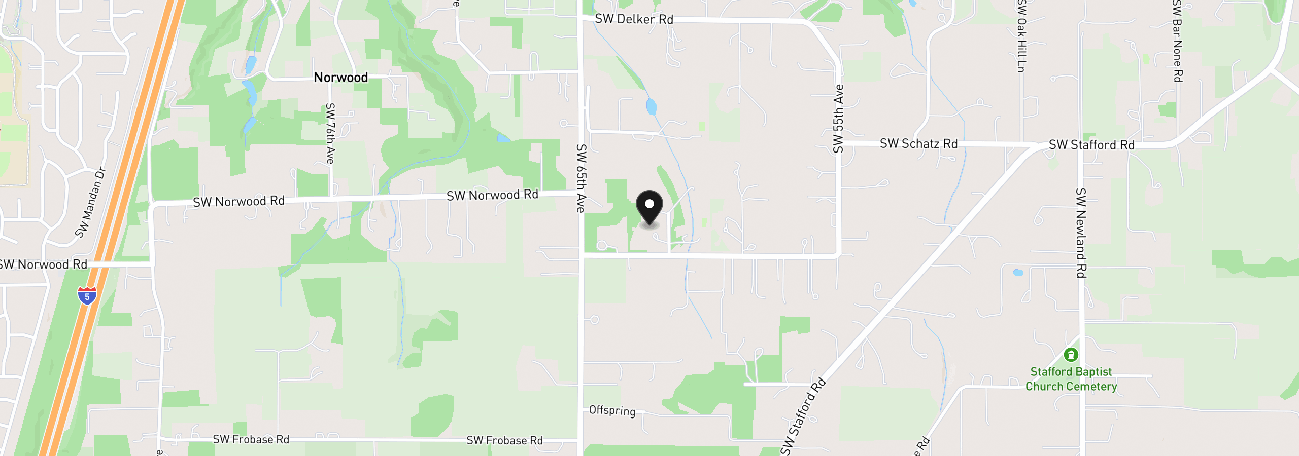 Map showing the location of 6299 SW Meridian Way, Tualatin, OR 97062