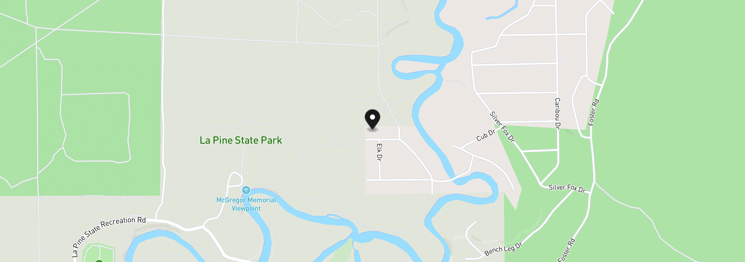 Map showing the location of 16116 Mountain Goat Ln, Bend, OR 97707