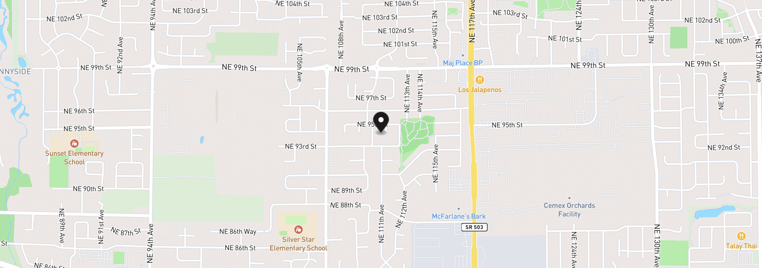 Map showing the location of 9312 NE 111th Ave, Vancouver, Wa 98662