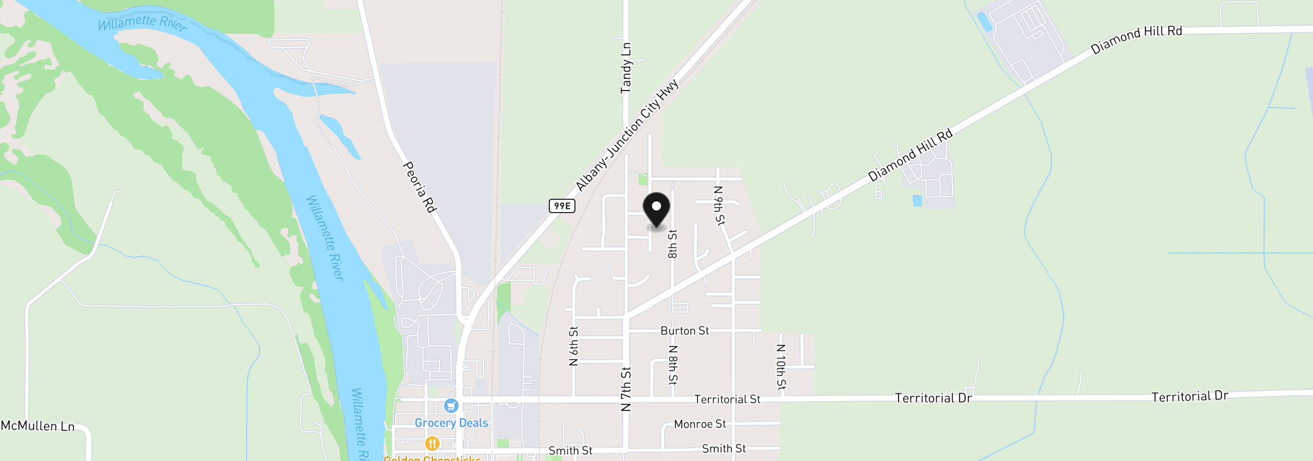 Map showing the location of 700 Monarch Way 15-17, Harrisburg, OR 97446