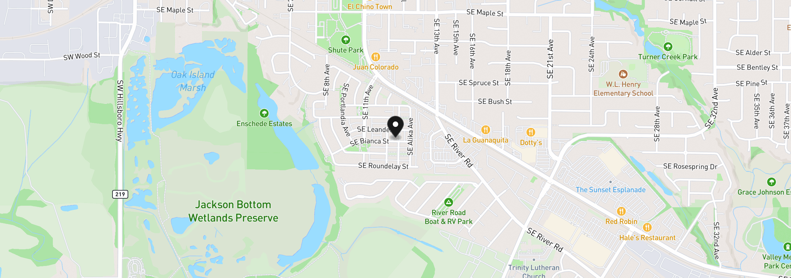 Map showing the location of 1247 SE Bianca St, Hillsboro, OR 97123