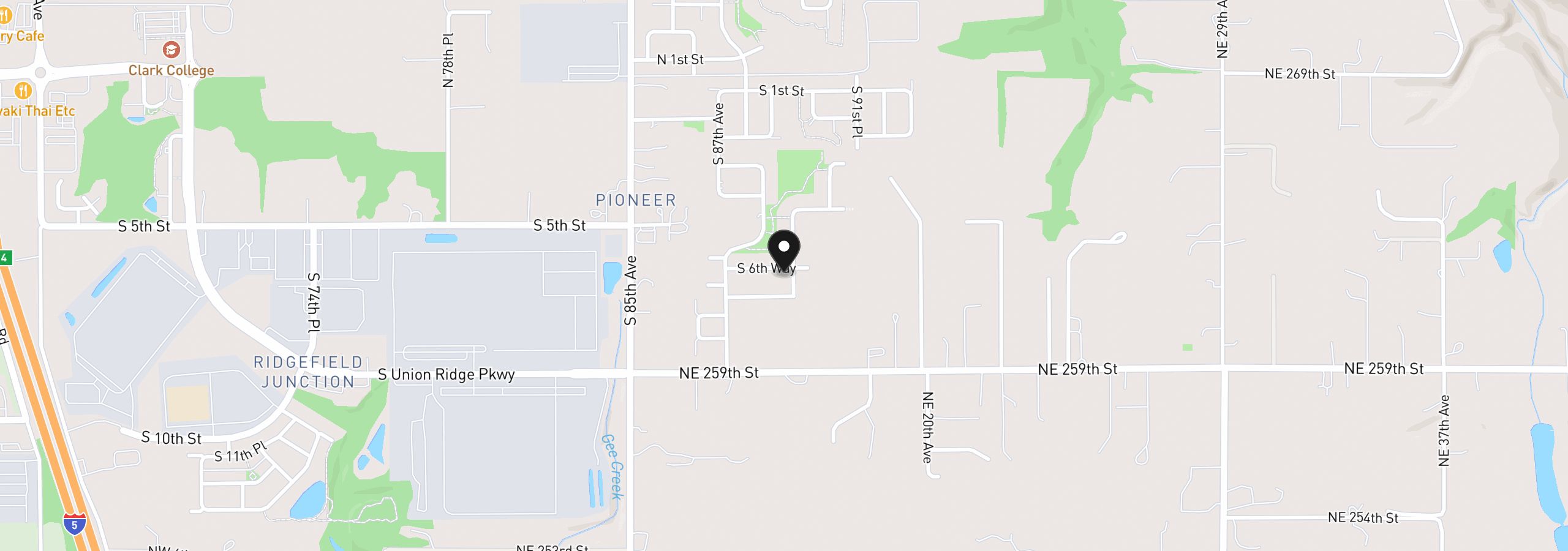 Map showing the location of 8865 S 6th Way, Ridgefield, Wa 98642