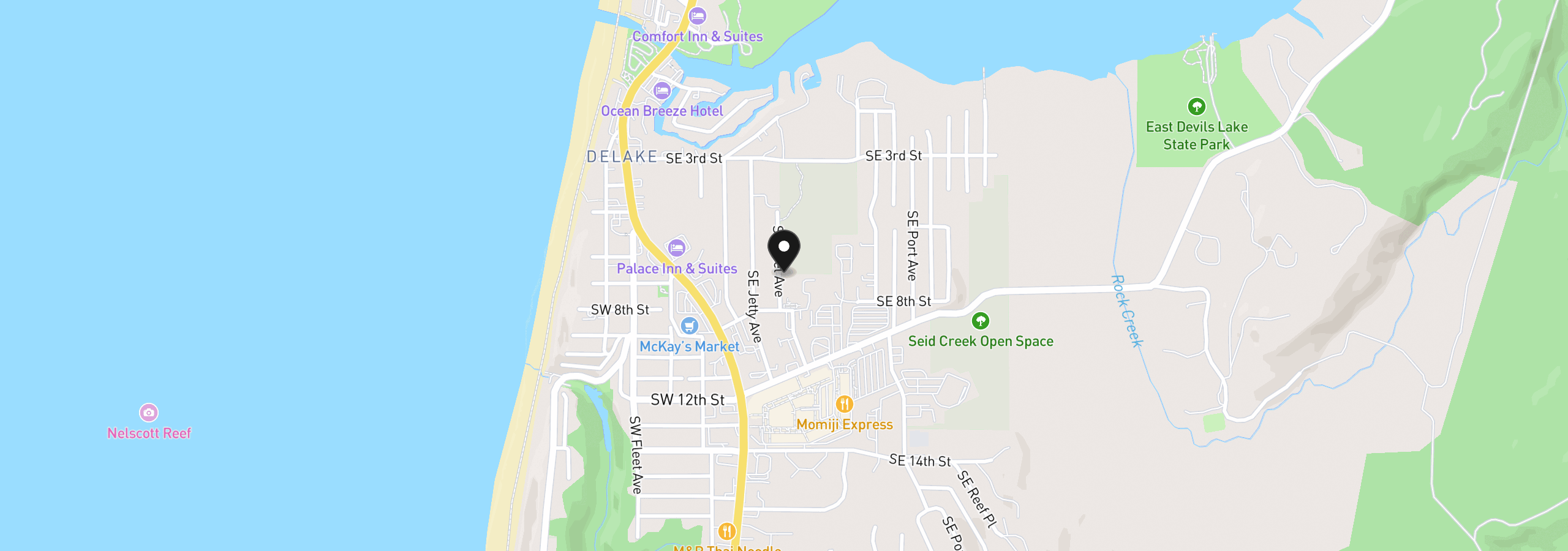 Map showing the location of SE Keel Ave Tl 223, Lincoln City, OR 97367
