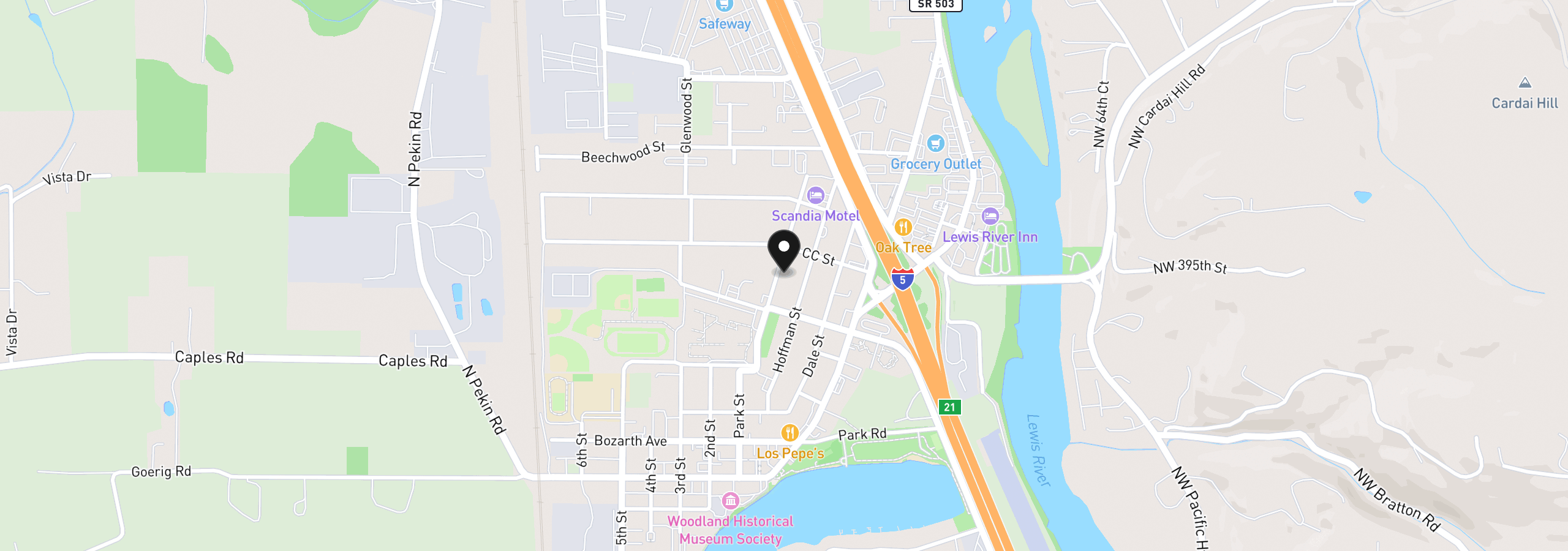 Map showing the location of 954 Park St, Woodland, Wa 98674