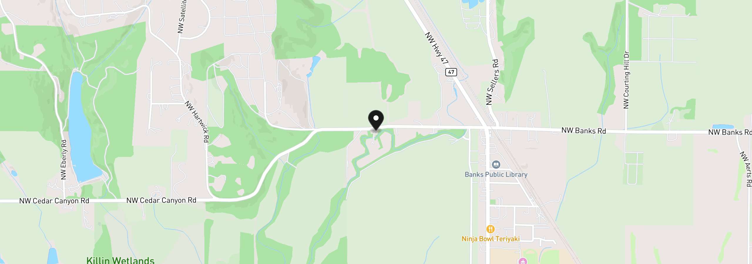 Map showing the location of 43300 NW Cedar Canyon Rd, Banks, OR 97106