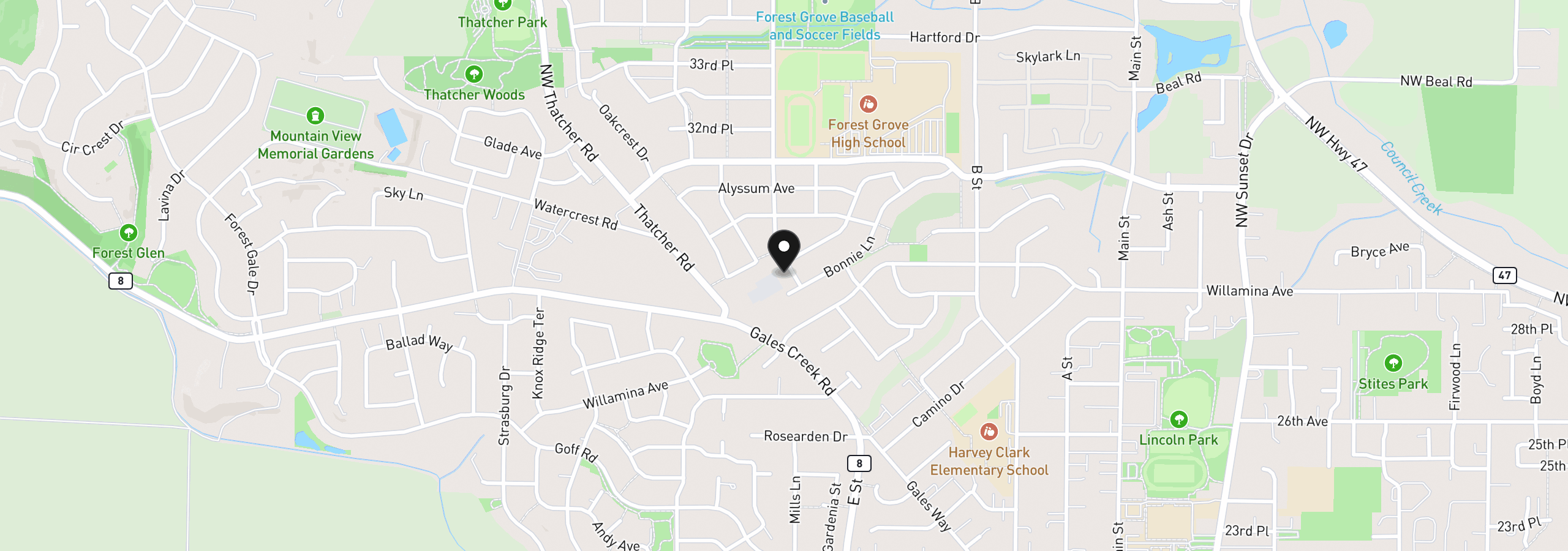 Map showing the location of 2940 Brooke St, Forest Grove, OR 97116