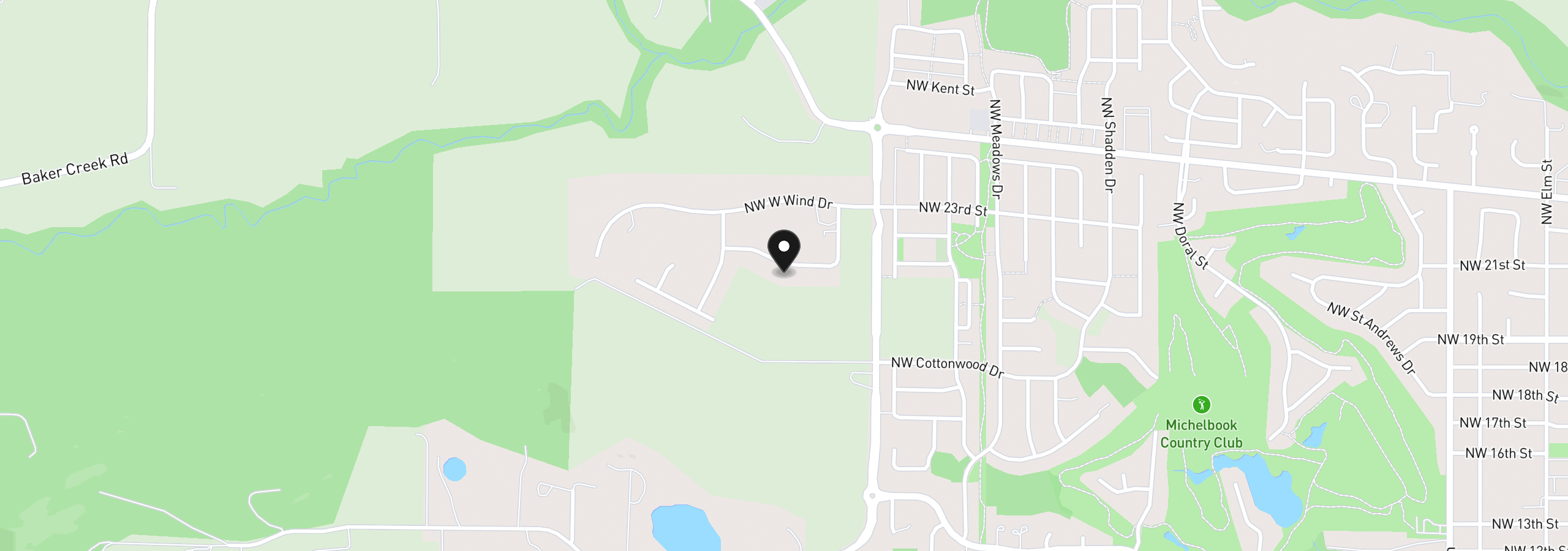 Map showing the location of 2250 SW Homer Ross Loop, McMinnville, OR 97128