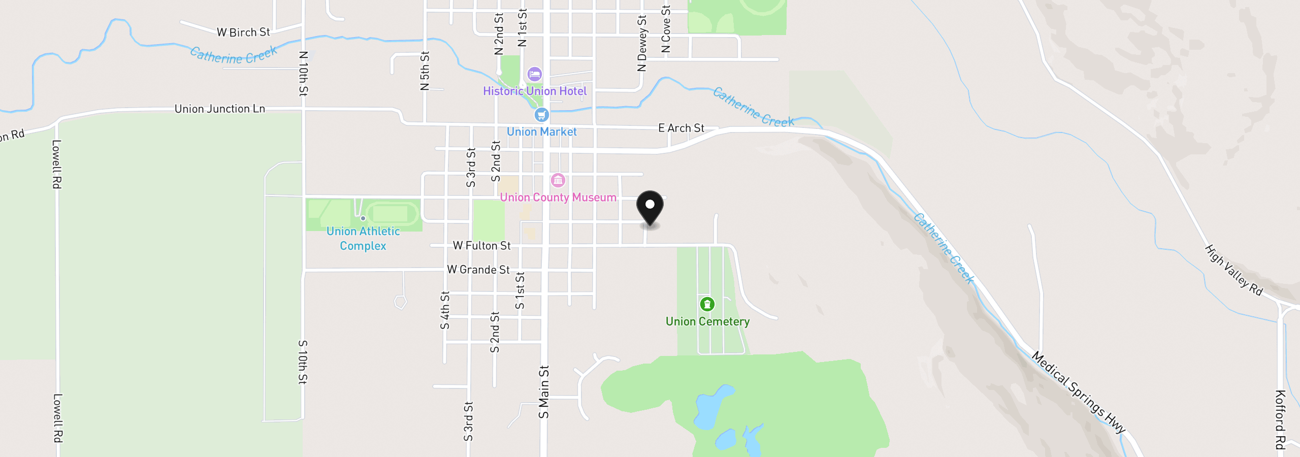 Map showing the location of 527 S Dewey St, Union, OR 97883