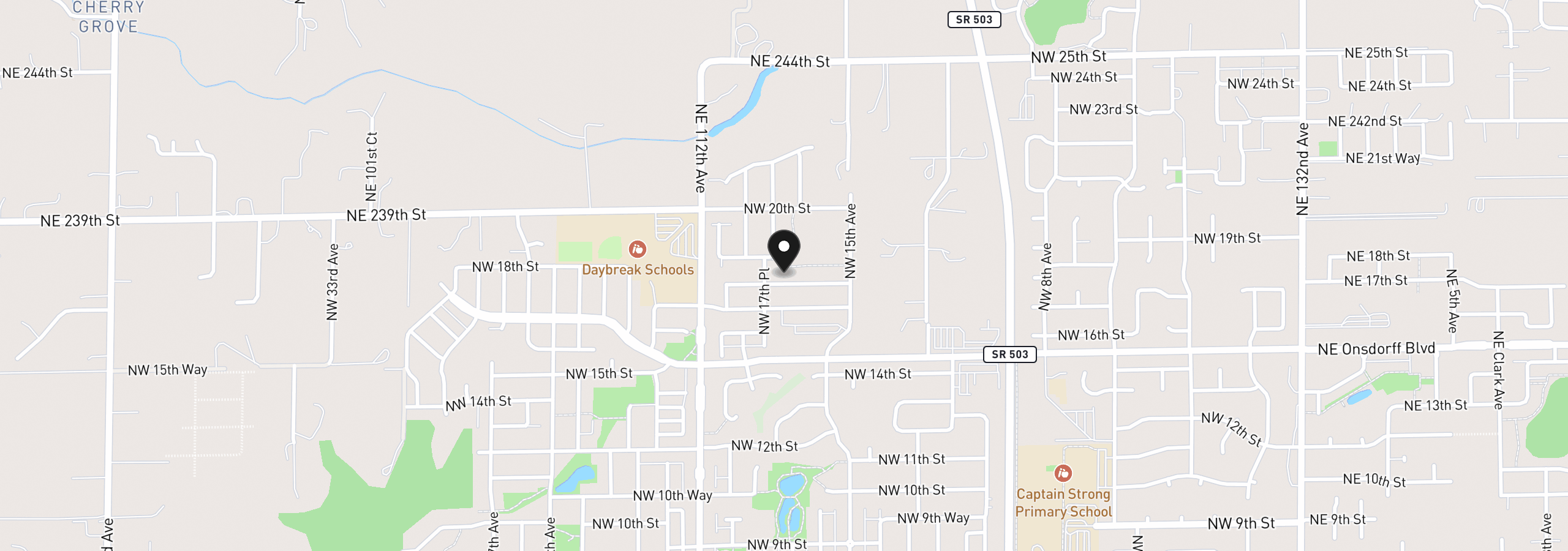 Map showing the location of 1708 NW 18th St, Battle Ground, Wa 98604
