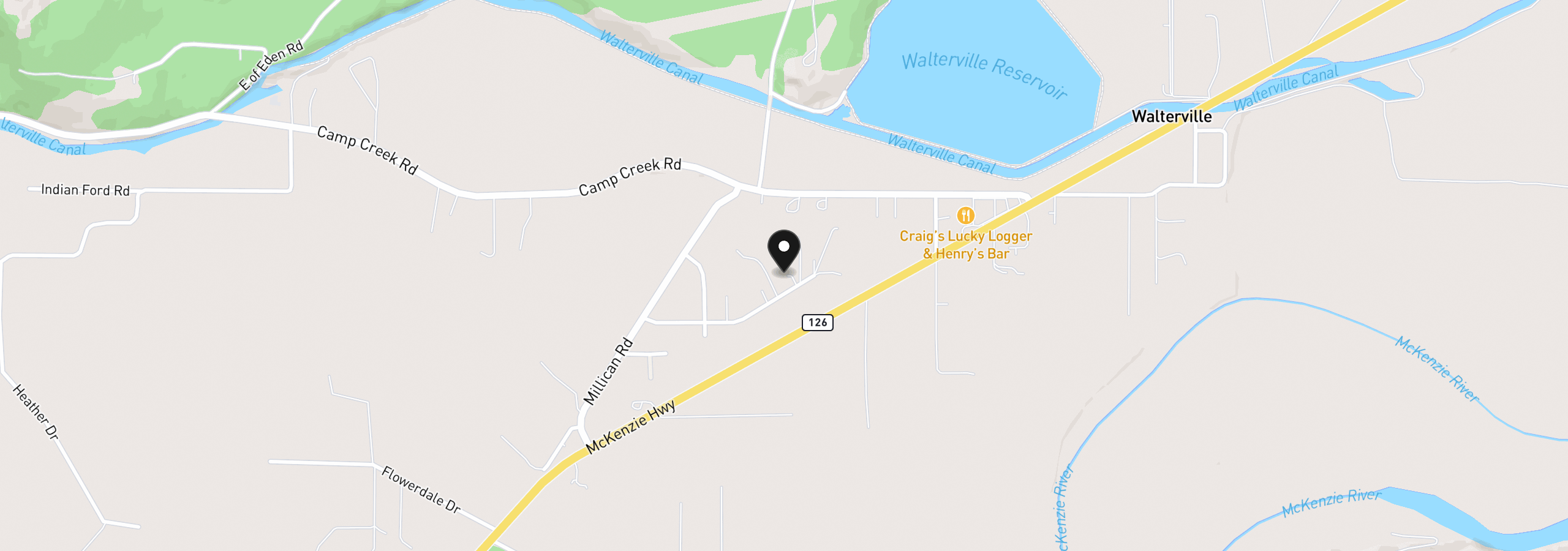 Map showing the location of 39141 Easton Ln, Springfield, OR 97478