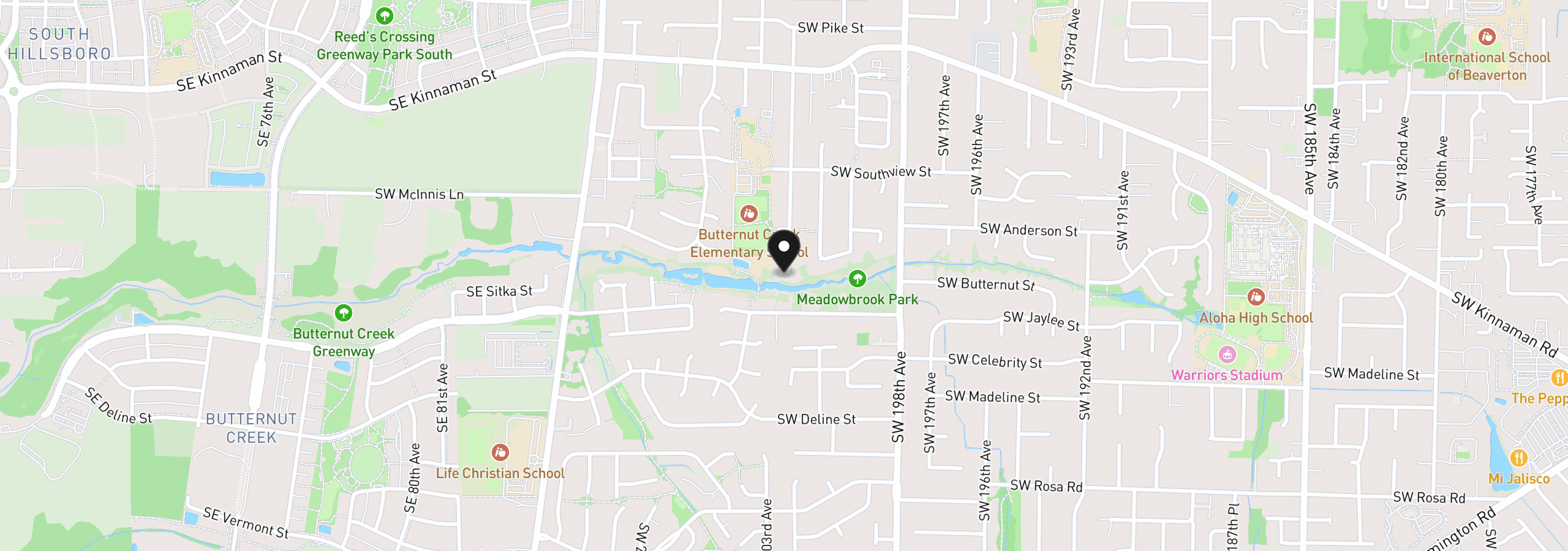 Map showing the location of 4895 SW 202nd Ave, Beaverton, OR 97078