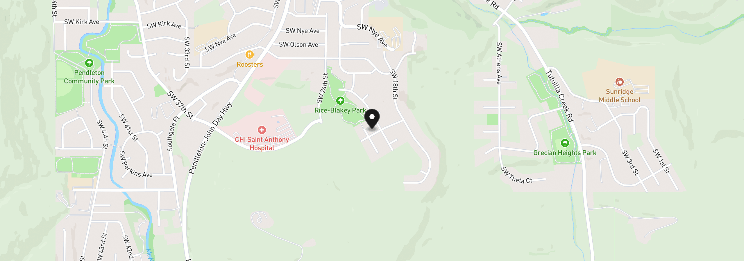 Map showing the location of 2011 SW Runnion Dr, Pendleton, OR 97801