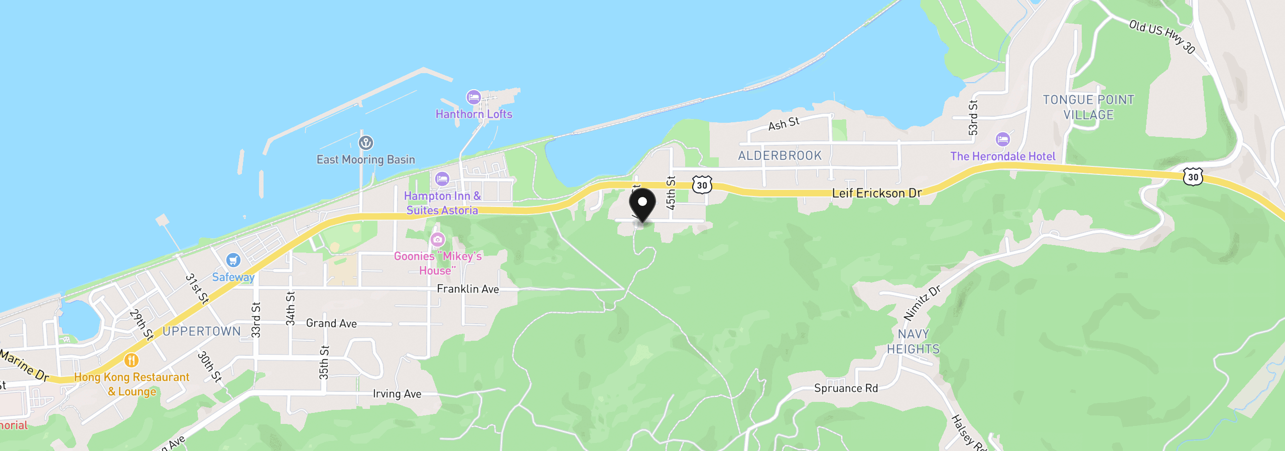 Map showing the location of 4405 Commercial St, Astoria, OR 97103