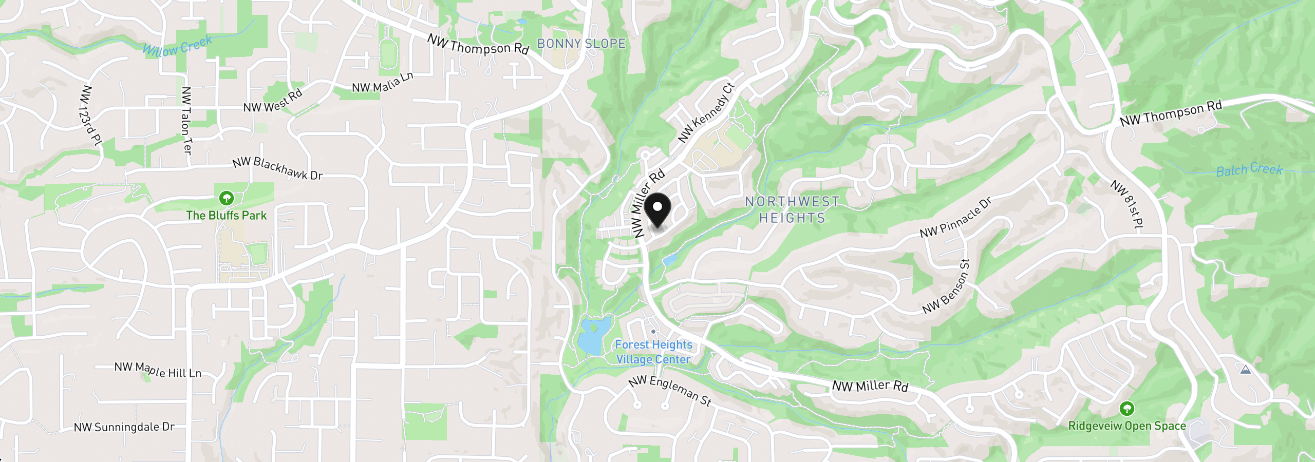 Map showing the location of 2303 NW Stimpson Ln, Portland, OR 97229