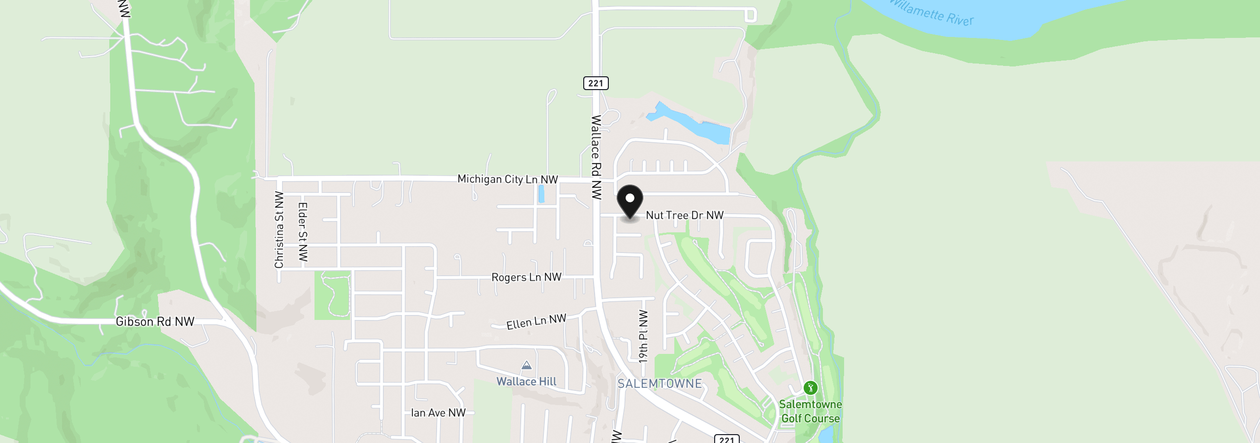 Map showing the location of 1988 Nut Tree Dr, Salem, OR 97304