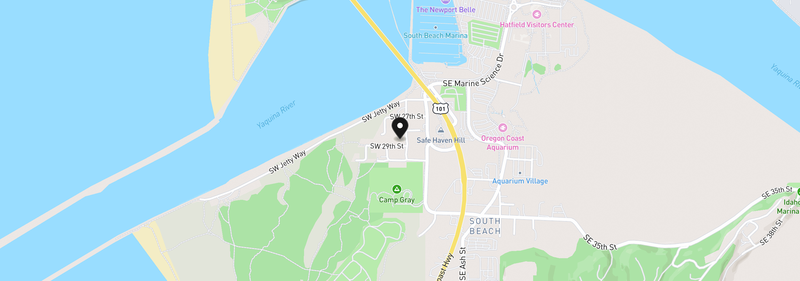 Map showing the location of 220 SW 29th St, Newport, OR 97365